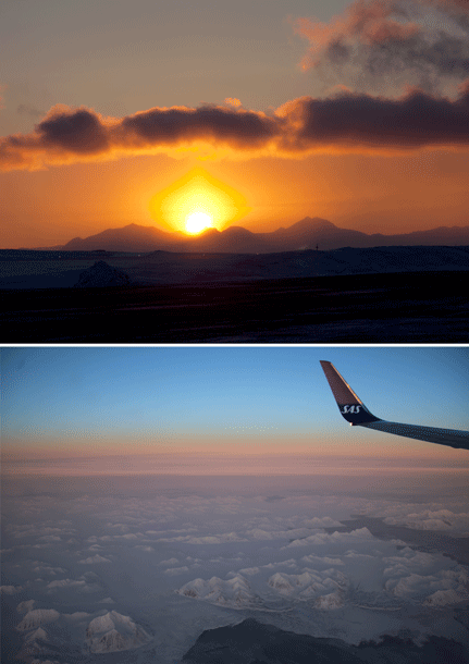 日食旅行４日目　スバールバル空港　なかなか沈まない夕日