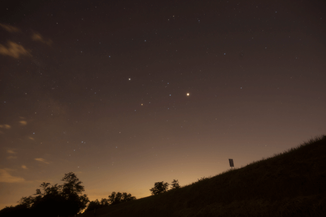鬼怒川緑地公園で火星、土星、さそり座撮影